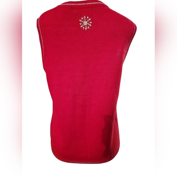All POINTS Festive Red Holiday Christmas Sweater Vest Large - Picture 3 of 4